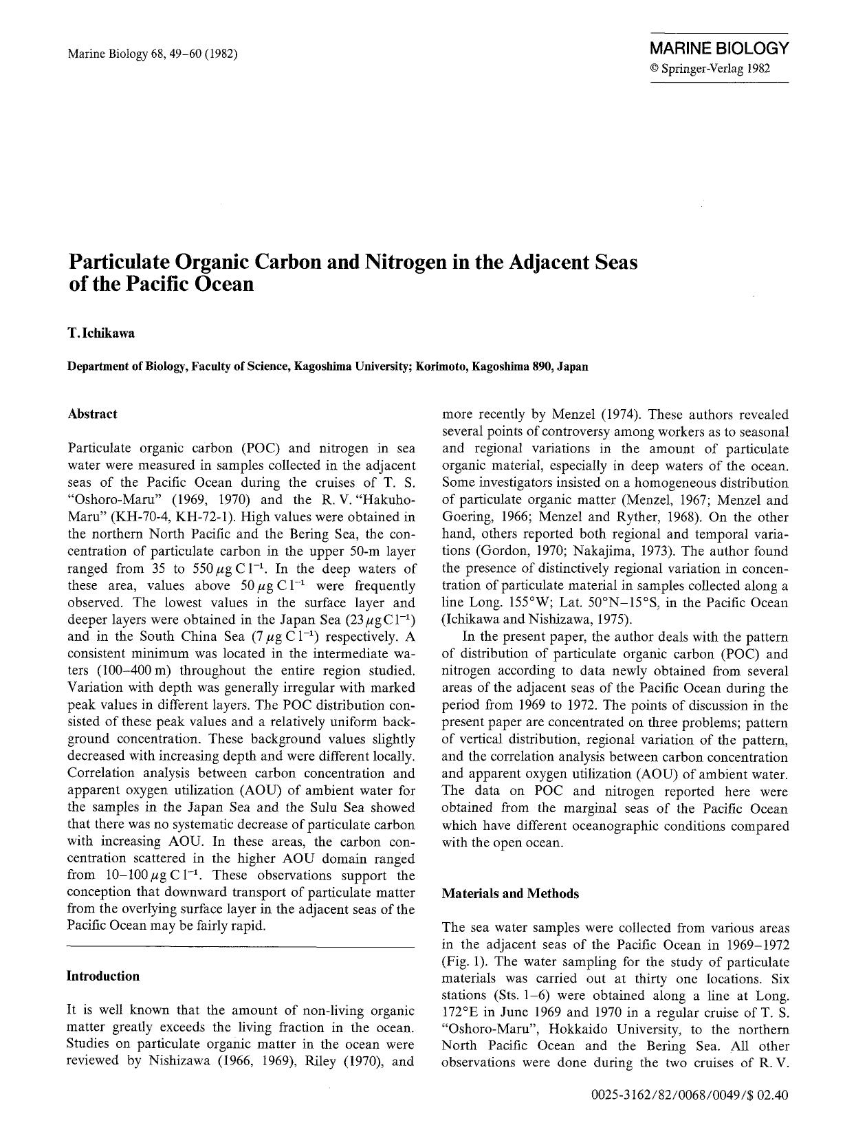 Particulate organic carbon and nitrogen in the adjacent seas of the Pacific Ocean by Unknown