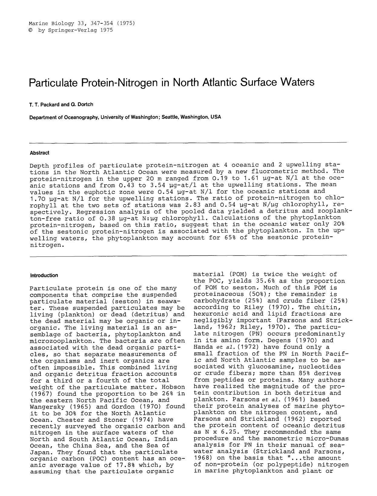 Particulate protein-nitrogen in North Atlantic surface waters by Unknown