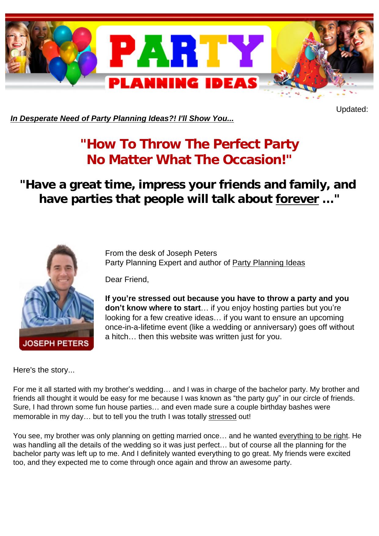 Party Planning Ideas - --- Best Converting Party Ideas Site! by Best of Kuszter's Collection