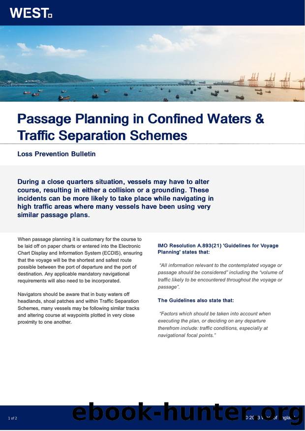 Passage Planning in Confined Waters & Traffic Separation Schemes by Unknown