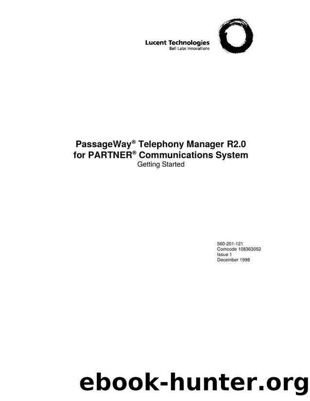 PassageWay Telephony Manager R2-0 for Partner Communication by EZ Manuals
