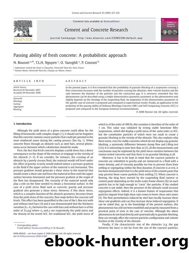 Passing ability of fresh concrete: A probabilistic approach by N. Roussel; T.L.H. Nguyen; O. Yazoghli; P. Coussot