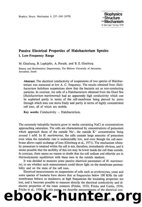 Passive electrical properties of Halobacterium species by Unknown