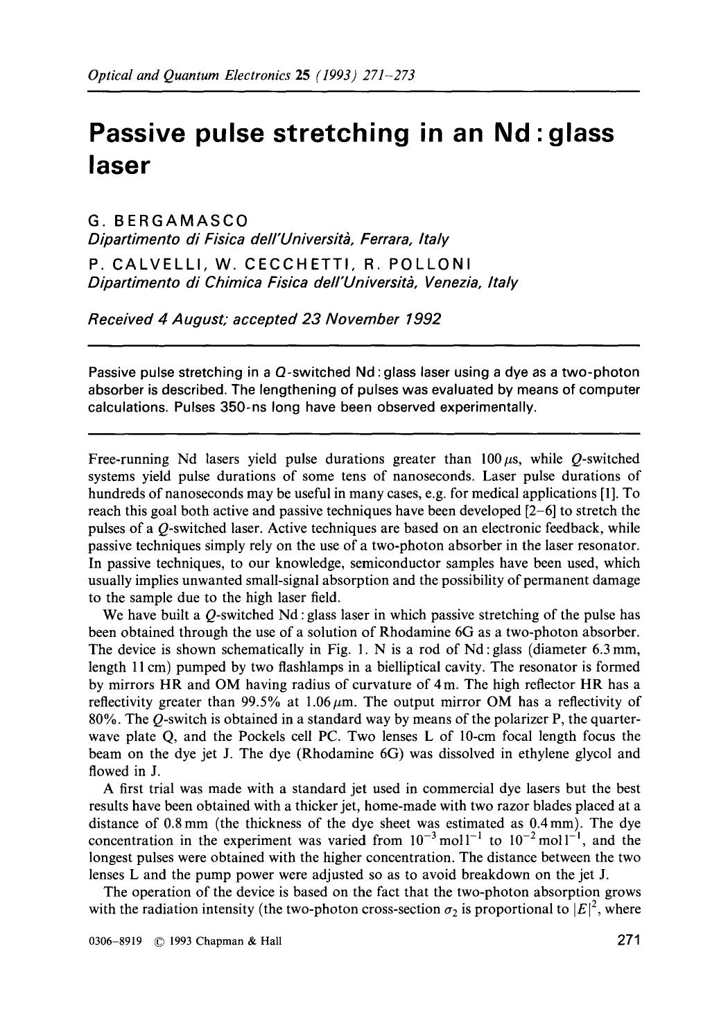 Passive pulse stretching in an Nd: glass laser by Unknown