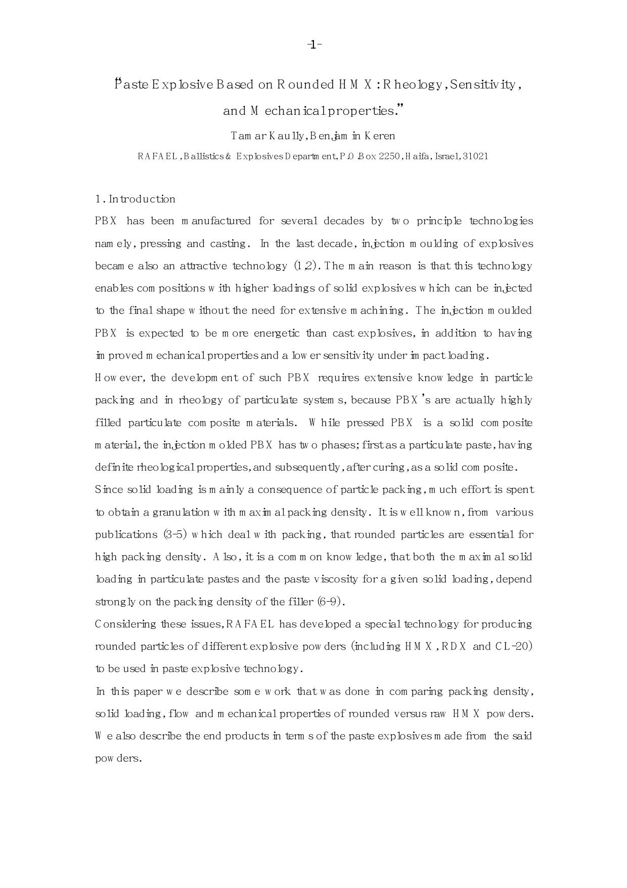 Paste Explosive Based on Rounded HMX: Rheology, Sensitivity, and Mechanical properties by ????? ????