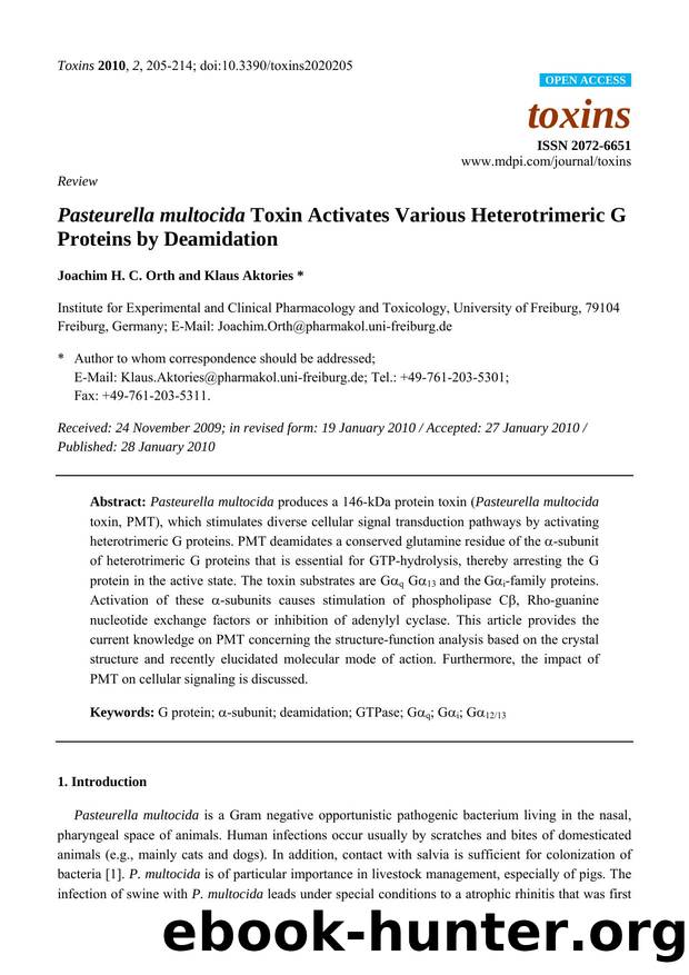 Pasteurella multocida Toxin Activates Various Heterotrimeric G Proteins by Deamidation by Joachim H. C. Orth & Klaus Aktories