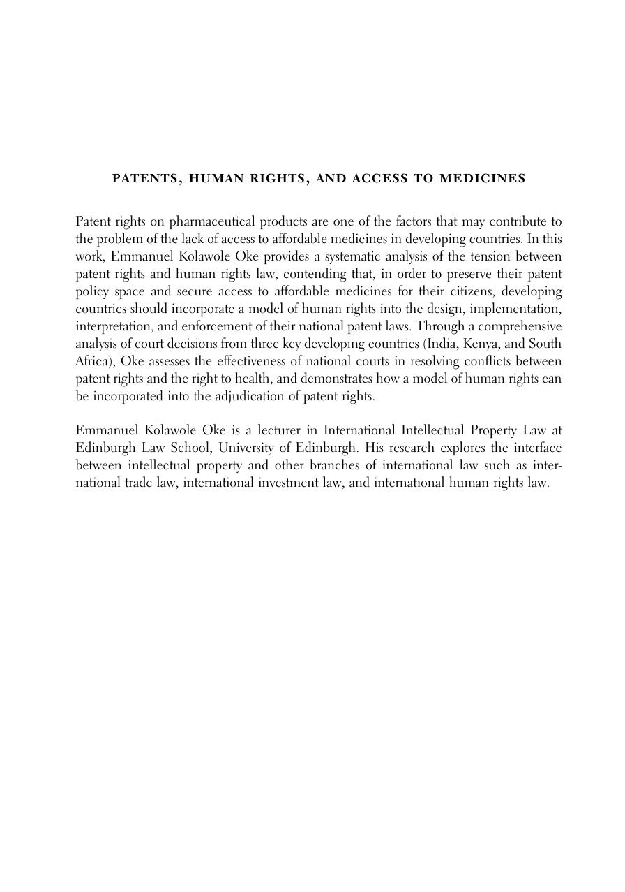 Patents, Human Rights, and Access to Medicines by Emmanuel Kolawole Oke