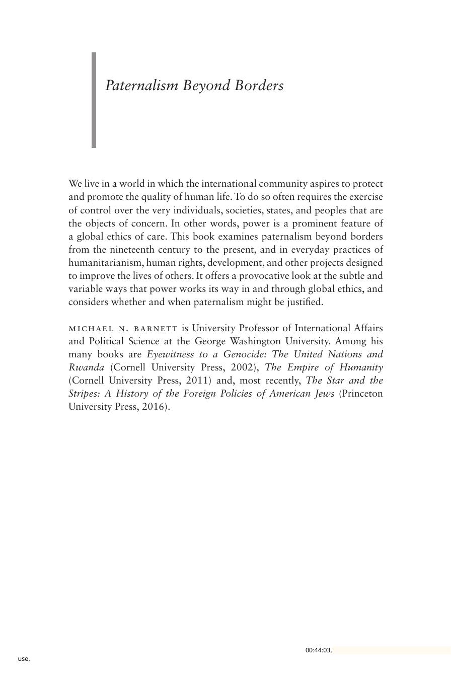 Paternalism beyond Borders by Unknow