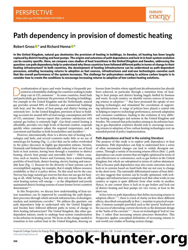Path dependency in provision of domestic heating by Robert Gross & Richard Hanna