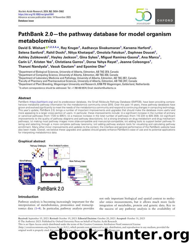 PathBank 2.0âthe pathway database for model organism metabolomics by unknow