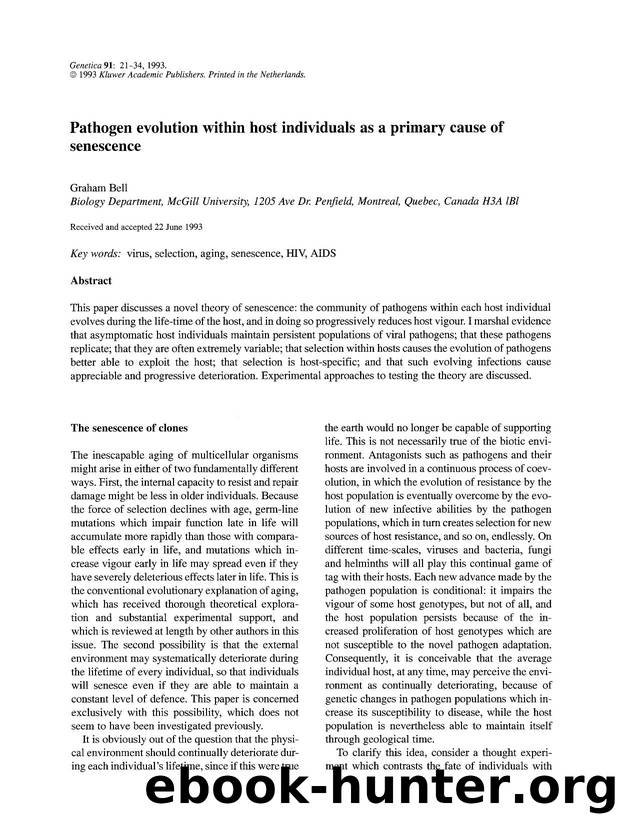 Pathogen evolution within host individuals as a primary cause of senescence by Unknown