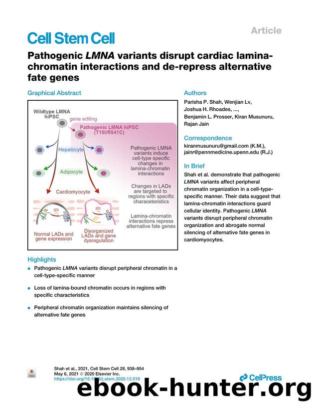 Pathogenic LMNA variants disrupt cardiac lamina-chromatin interactions and de-repress alternative fate genes by unknow