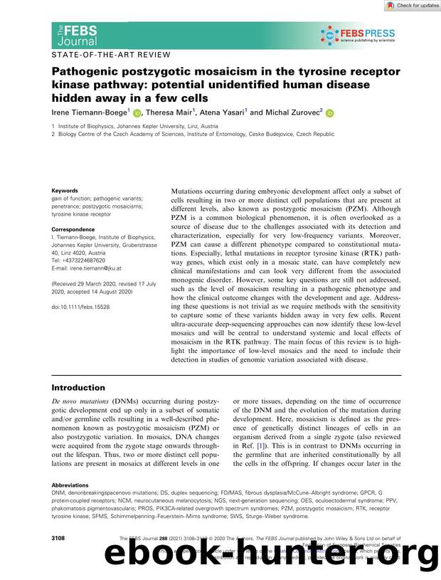 Pathogenic postzygotic mosaicism in the tyrosine receptor kinase pathway: potential unidentified human disease hidden away in a few cells by Unknown