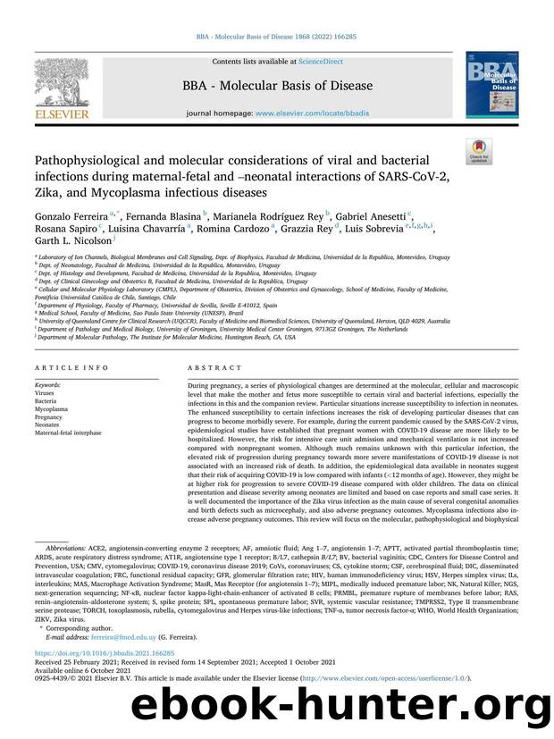 Pathophysiological and molecular considerations of viral and bacterial infections during maternal-fetal and âneonatal interactions of SARS-CoV-2, Zika, and Mycoplasma infectious diseases by unknow