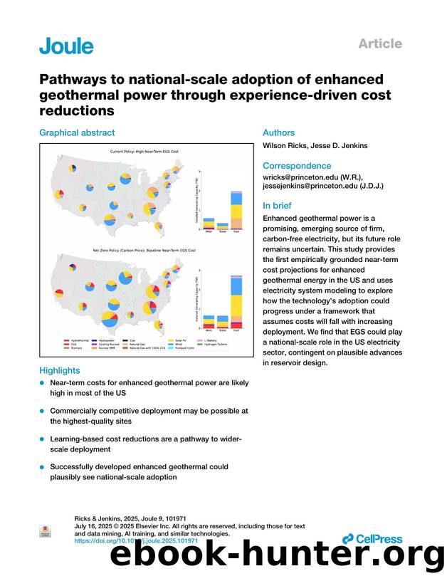 Pathways to national-scale adoption of enhanced geothermal power through experience-driven cost reductions by Wilson Ricks & Jesse D. Jenkins