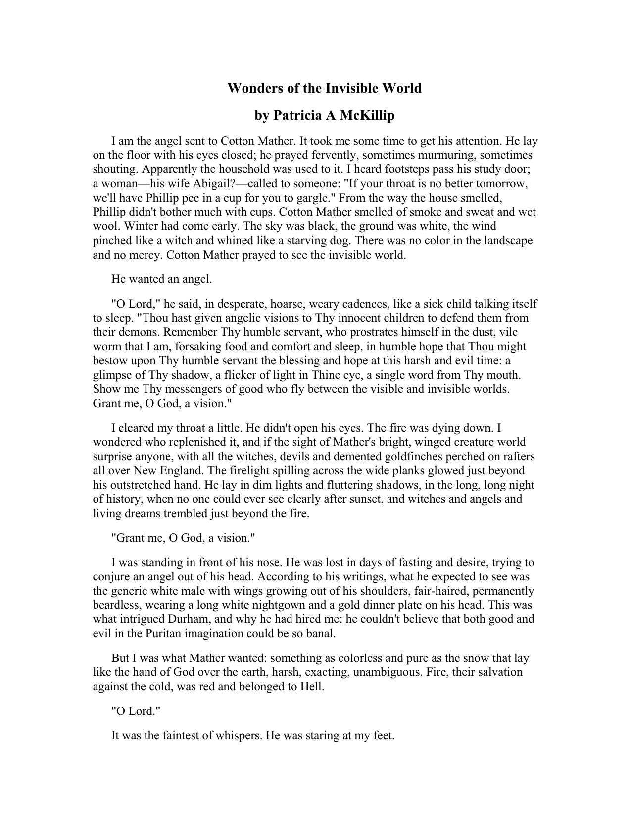 Patricia A McKillip Wonders of the Invisible World by harry
