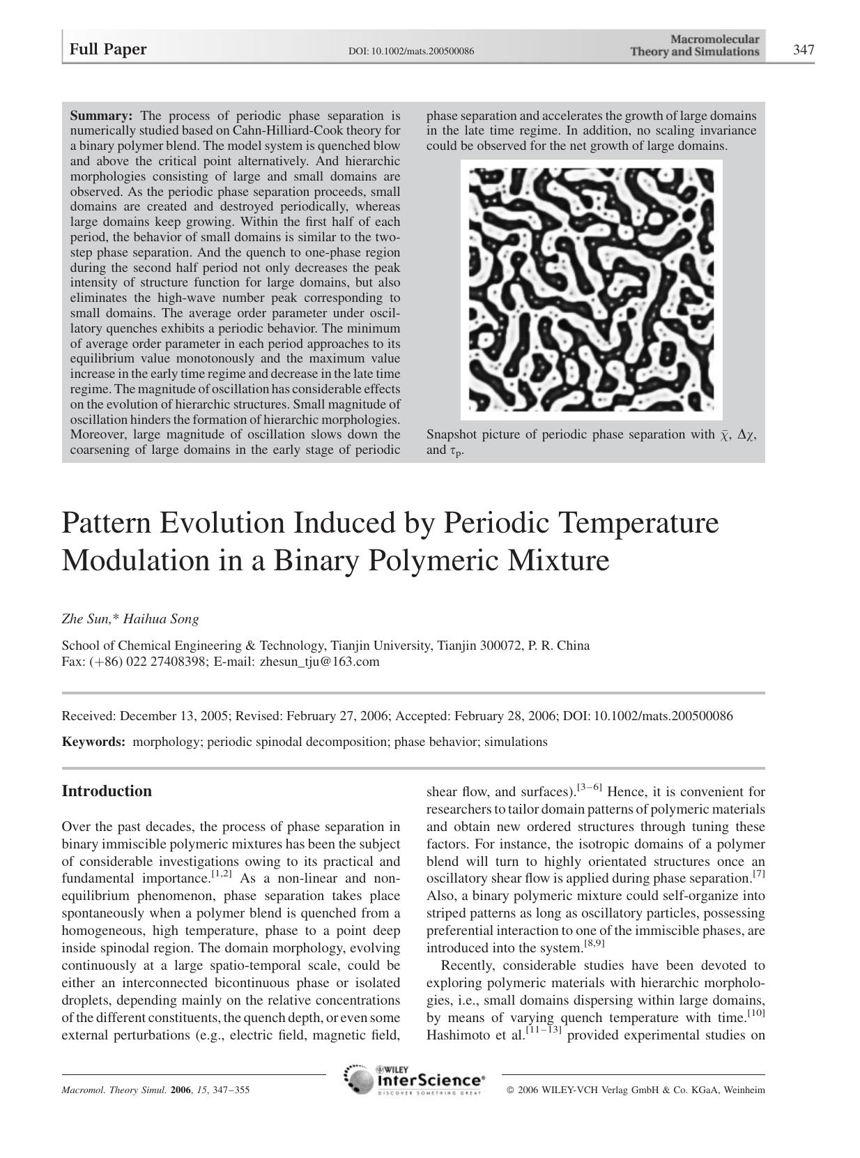 Pattern Evolution Induced by Periodic Temperature Modulation in a Binary Polymeric Mixture by Unknown
