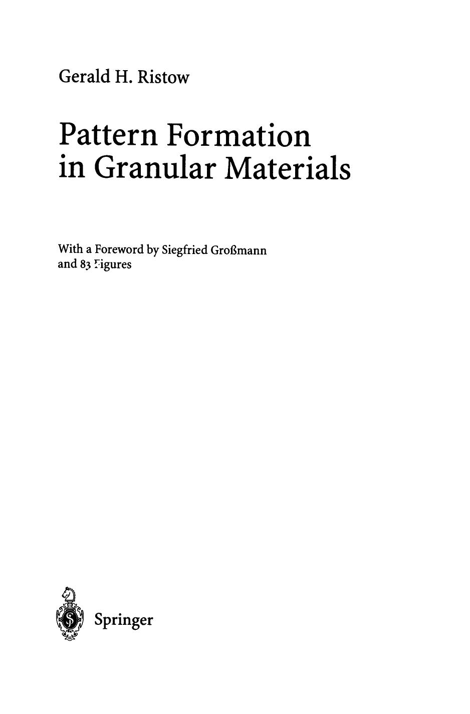 Pattern Formation in Granular Materials by Gerald Ristow (auth.)