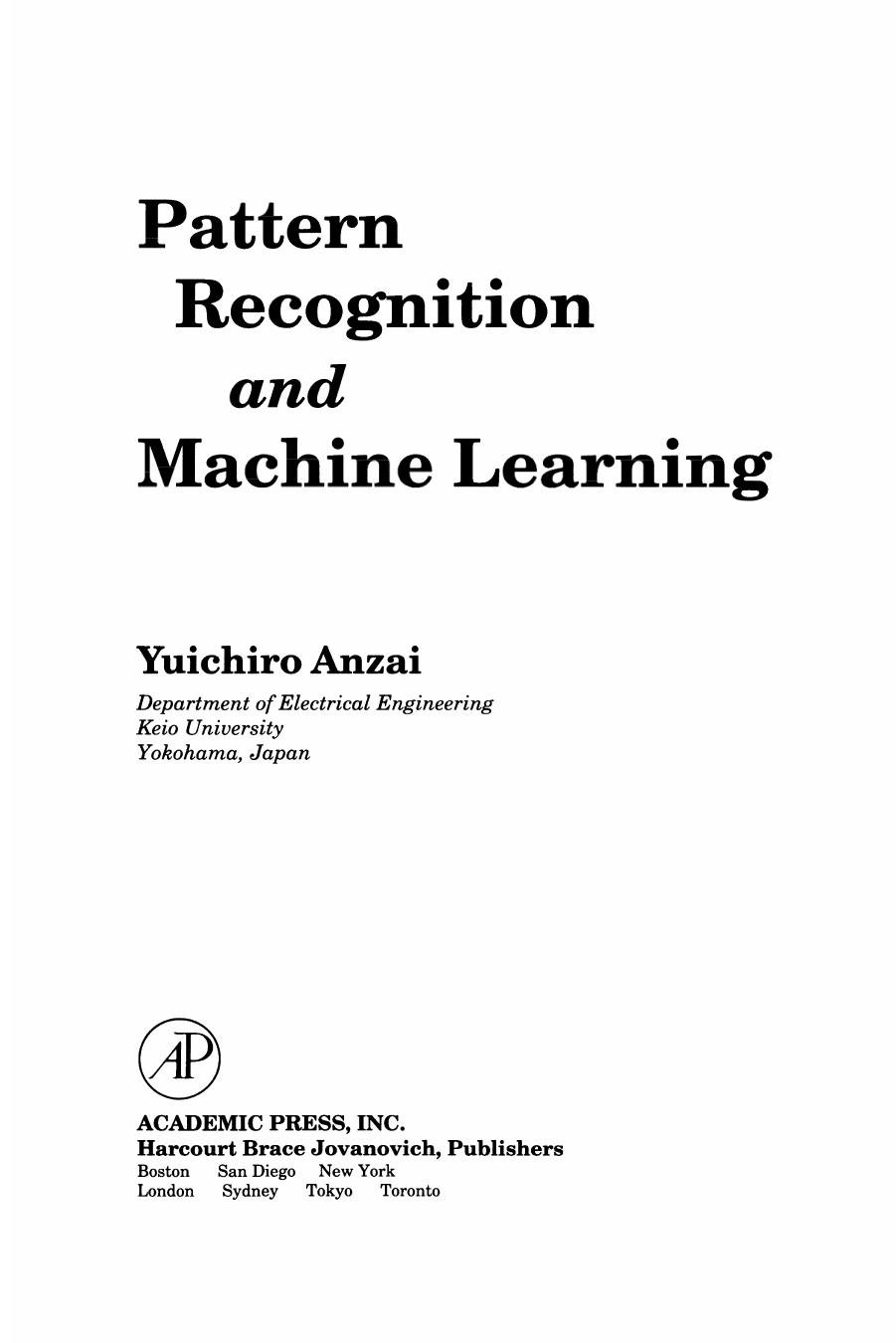 Pattern Recognition & Machine Learning by Y. Anzai (Auth.)