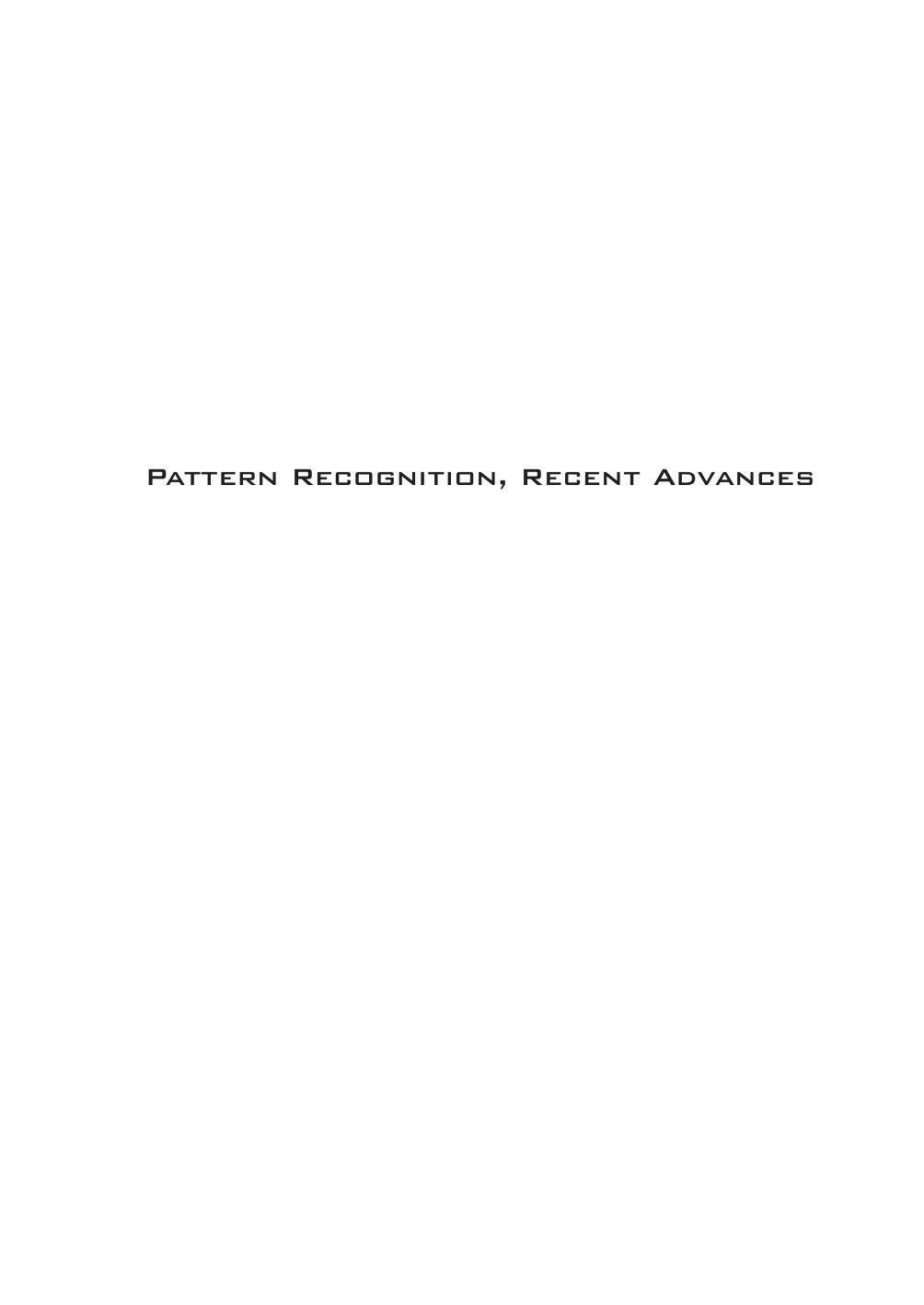 Pattern Recognition Recent Advances by Adam Herout