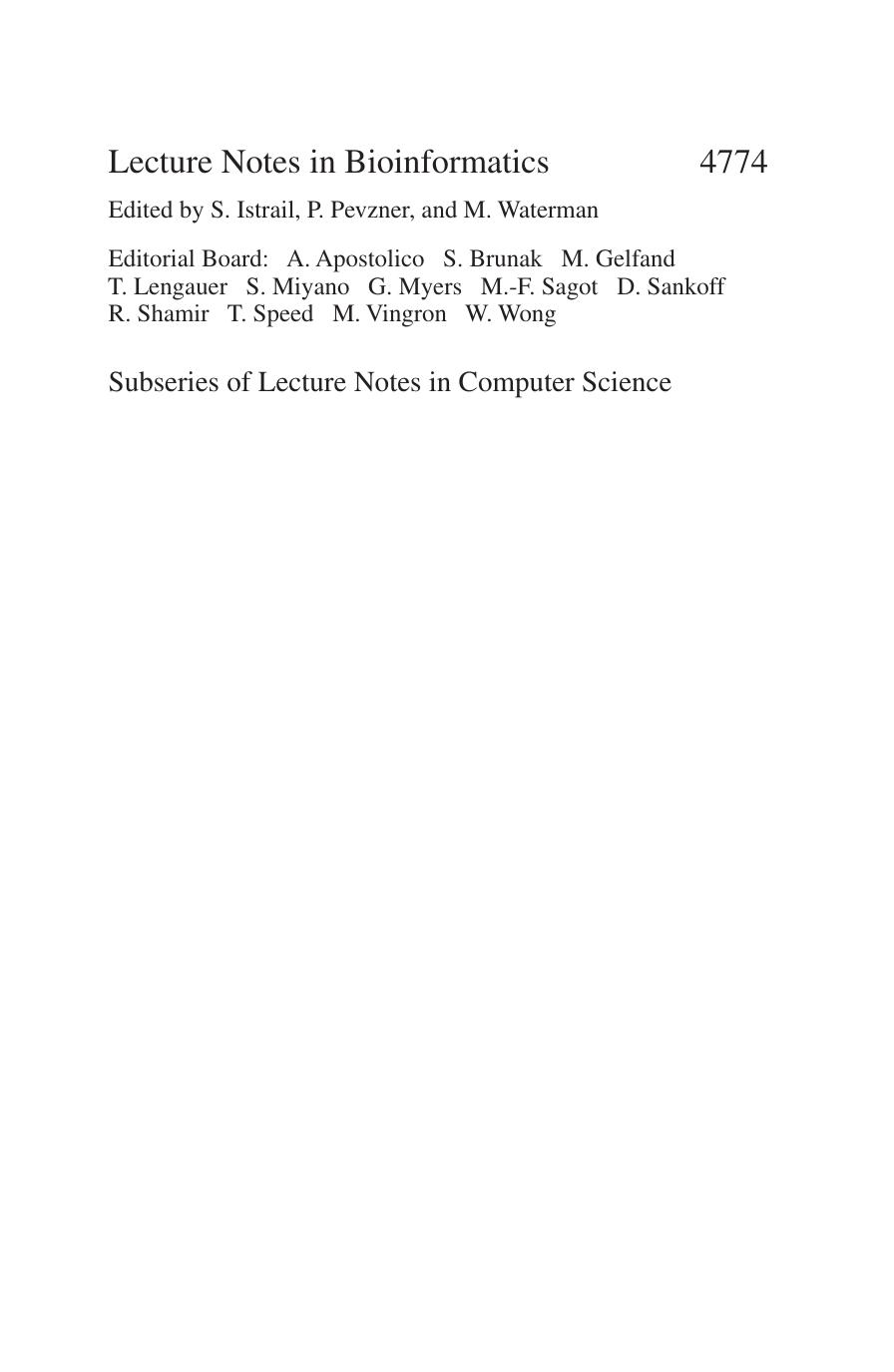 Pattern Recognition in Bioinformatics: Second IAPR International Workshop, PRIB 2007, Singapore, October 1-2, 2007. Proceedings by unknow