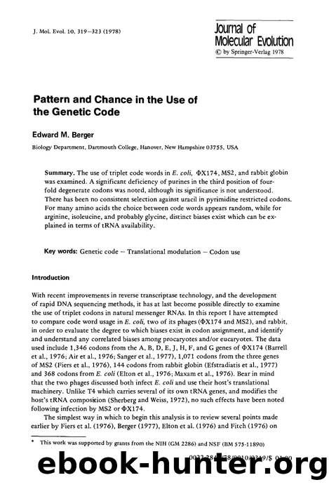 Pattern and chance in the use of the genetic code by Unknown