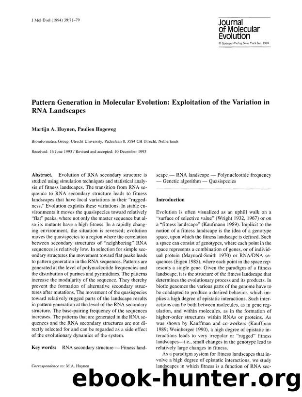 Pattern generation in molecular evolution: Exploitation of the variation in RNA landscapes by Unknown