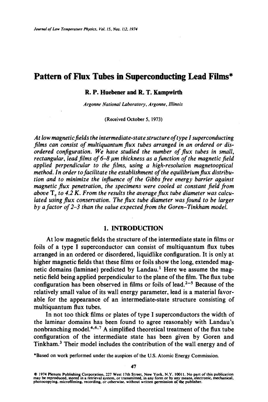 Pattern of flux tubes in superconducting lead films by Unknown
