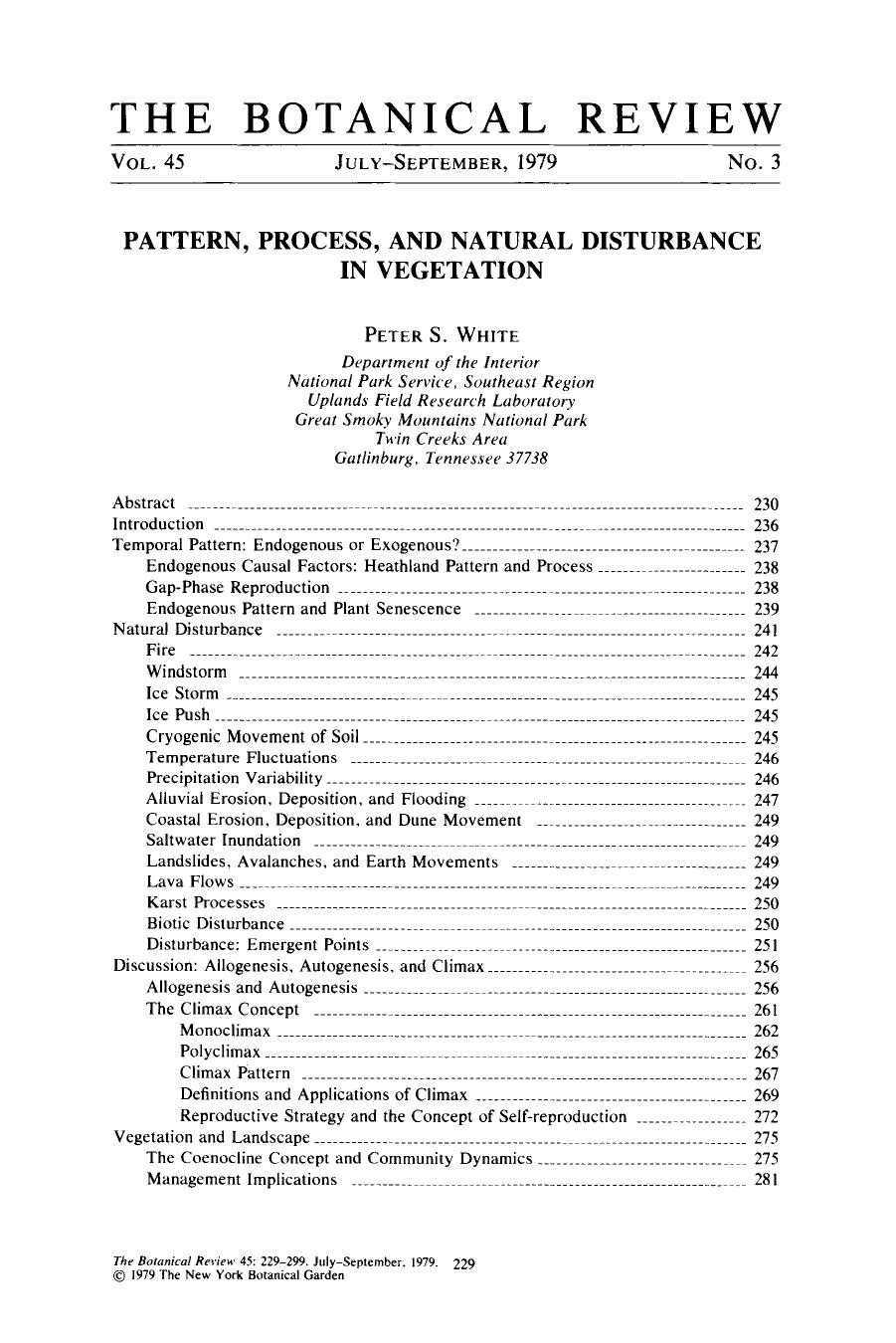Pattern, process, and natural disturbance in vegetation by Unknown