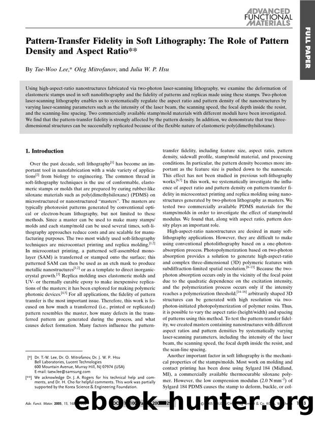 Pattern-Transfer Fidelity in Soft Lithography: The Role of Pattern Density and Aspect Ratio by Unknown