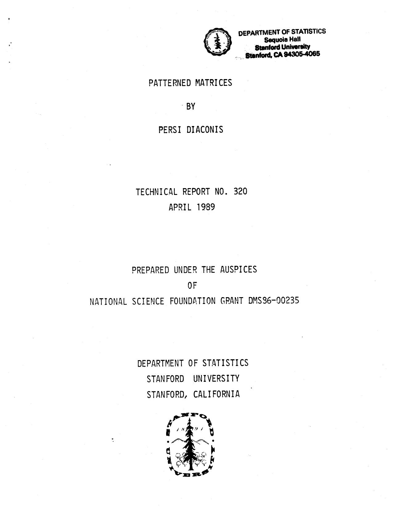 Patterned matrices by Persi Diaconis