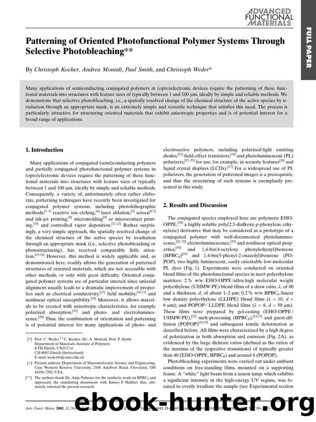 Patterning of Oriented Photofunctional Polymer Systems Through Selective Photobleaching by K & W
