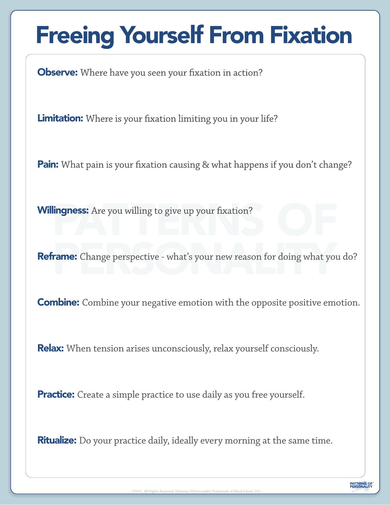Patterns Of Personality - Freeing Yourself From Fixation by Freeing Yourself From Fixation