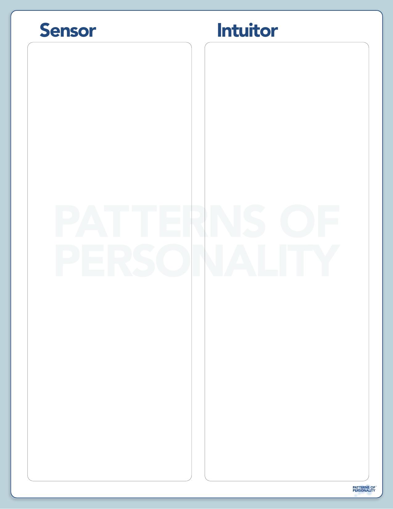 Patterns Of Personality - Sensor Intuitor by Sensor Intuitor