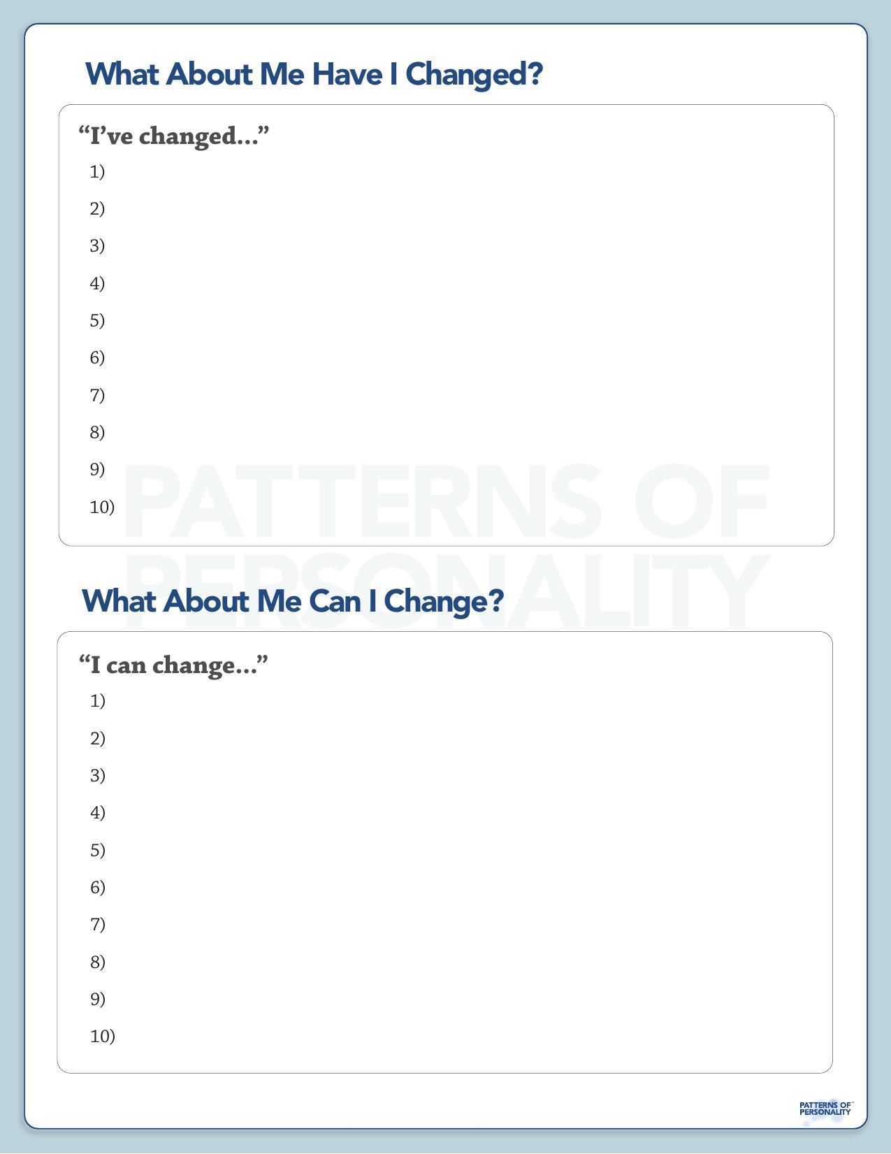 Patterns Of Personality - What Have I Changed by What Have I Changed