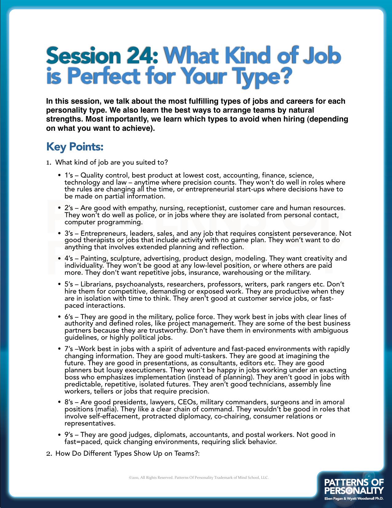 Patterns Of Personality Summary by Eben Pagan