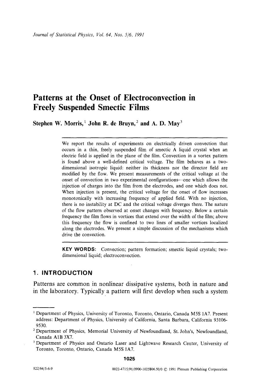 Patterns at the onset of electroconvection in freely suspended smectic films by Unknown