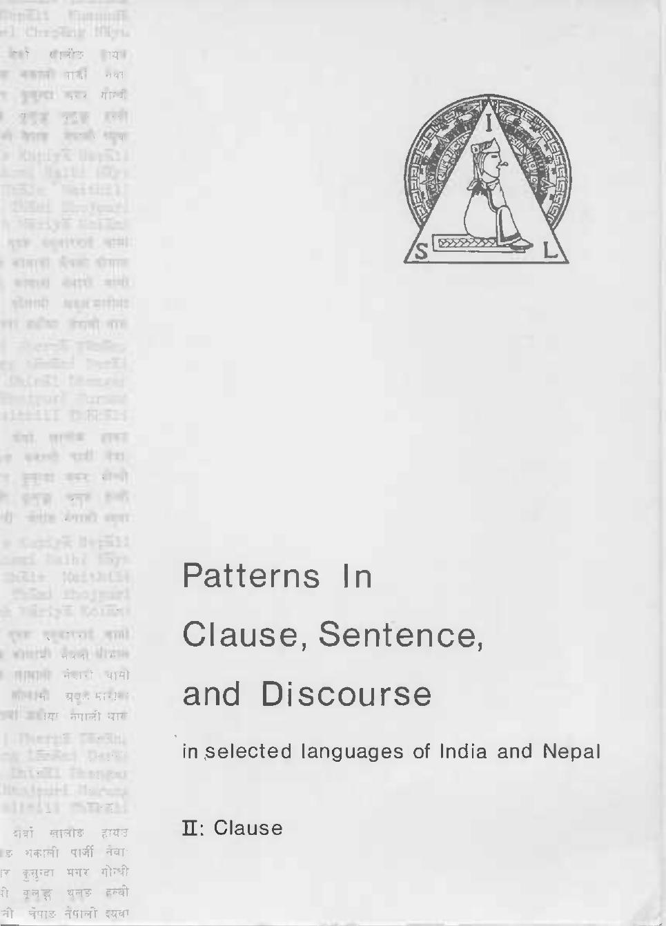 Patterns in clause, sentence, and discourse in selected languages of India and Nepal by coll