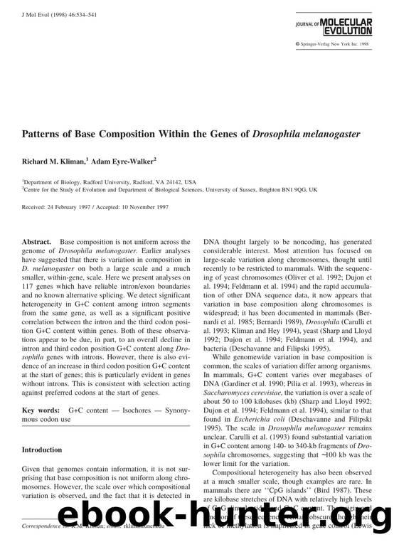 Patterns of Base Composition Within the Genes of Drosophila melanogaster by Kliman R. et al