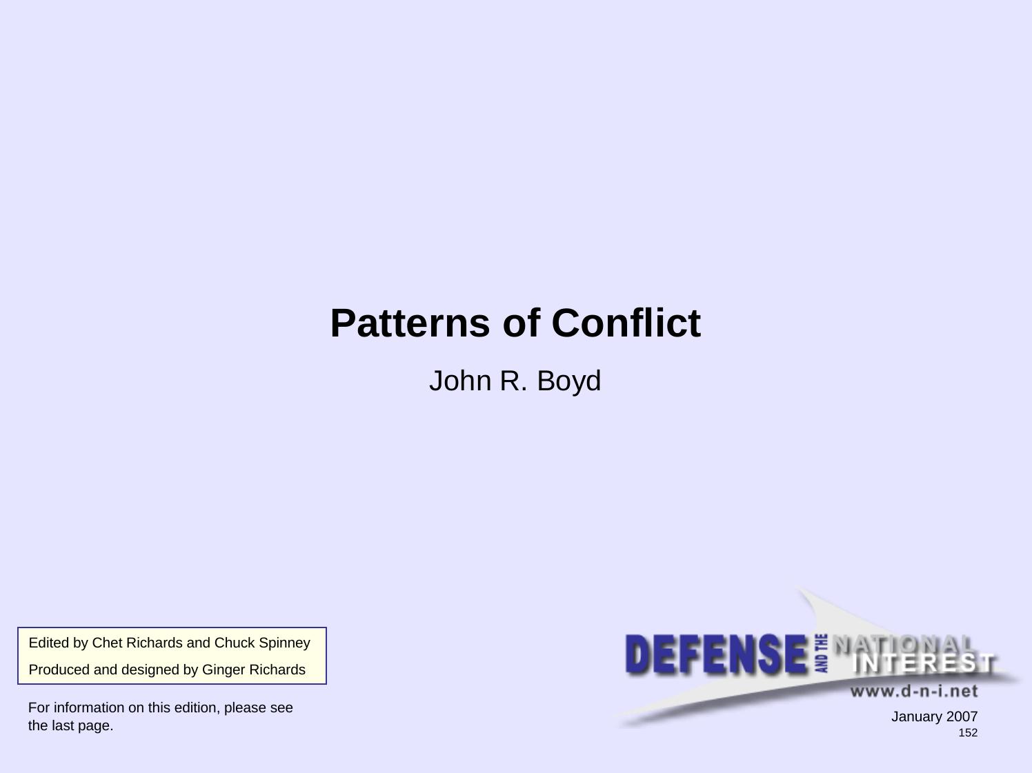 Patterns of Conflict by Chet Richards
