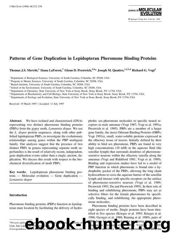 Patterns of Gene Duplication in Lepidopteran Pheromone Binding Proteins by Merritt T. et al