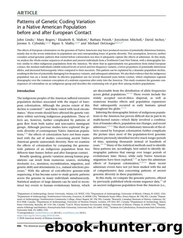 Patterns of Genetic Coding Variation in a Native American Population before and after European Contact by unknow