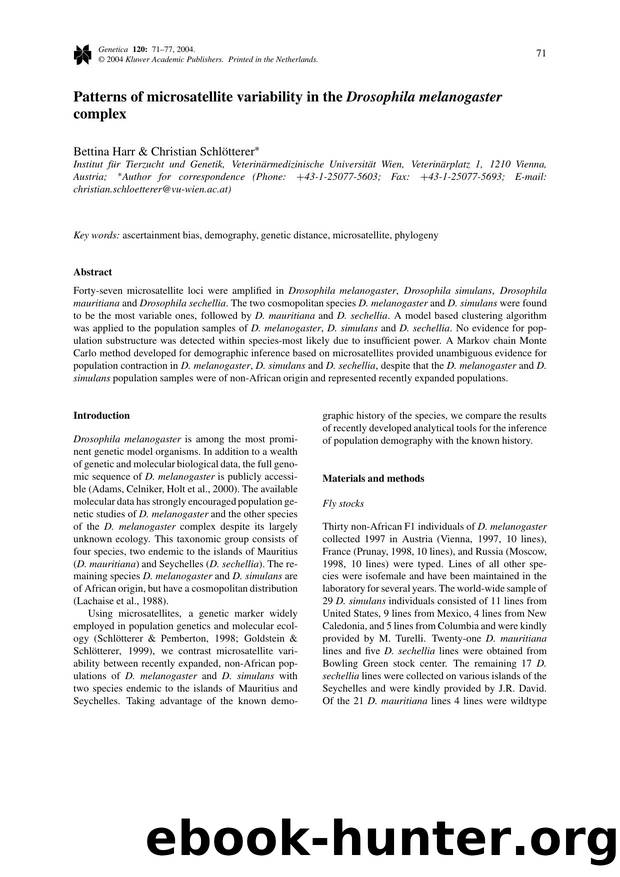 Patterns of Microsatellite Variability in the <Emphasis Type="Italic">Drosophila Melanogaster<Emphasis> Complex by Unknown