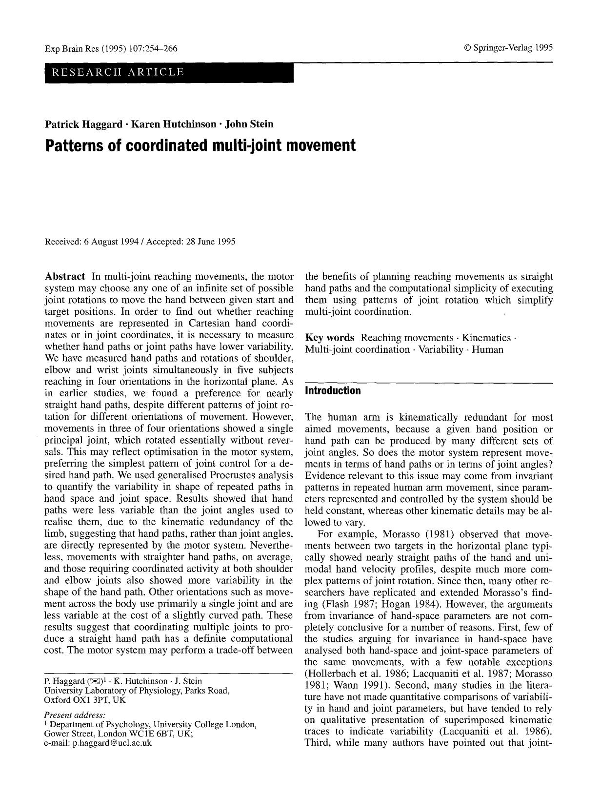 Patterns of coordinated multi-joint movement by Unknown