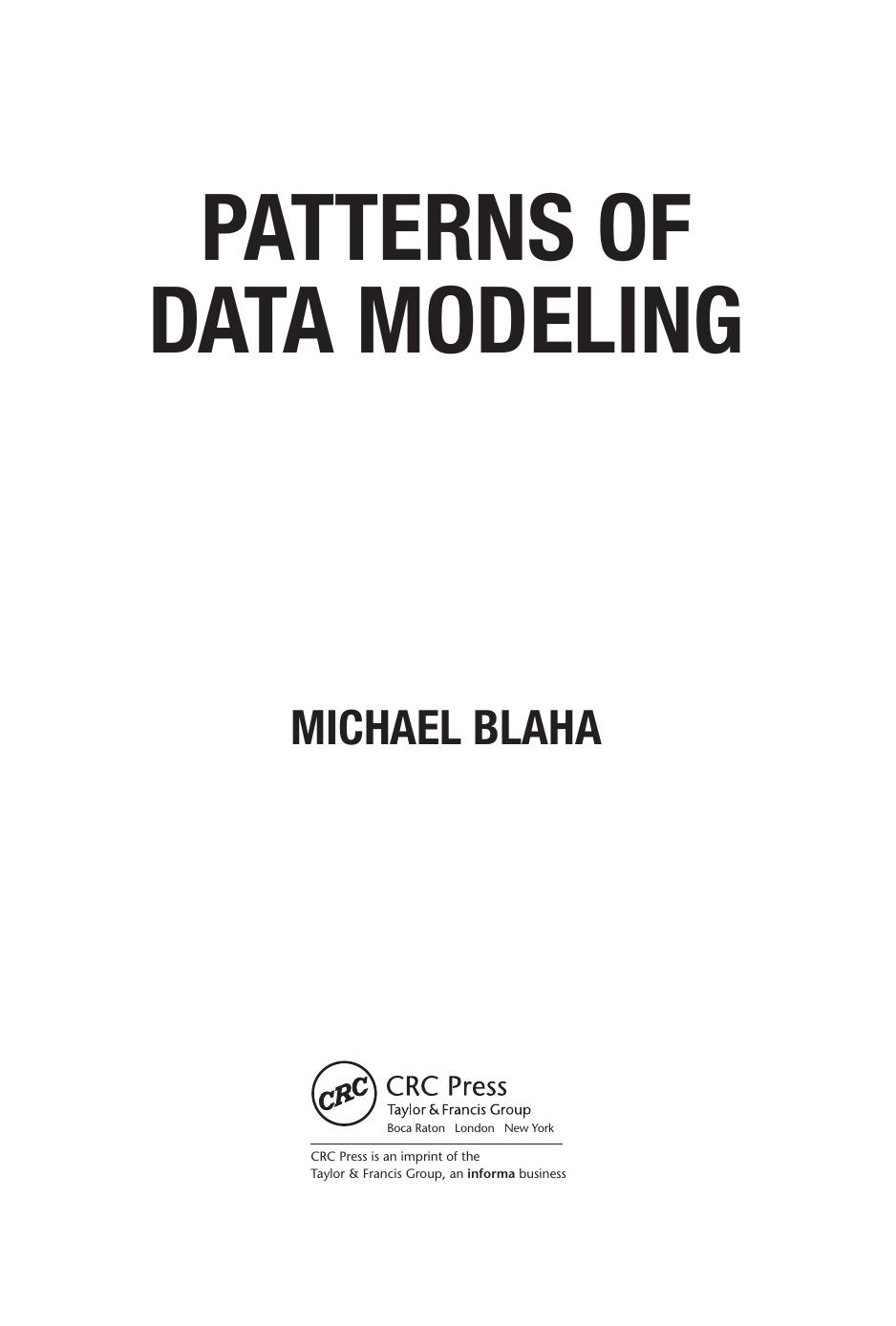 Patterns of data modeling by Blaha Michael