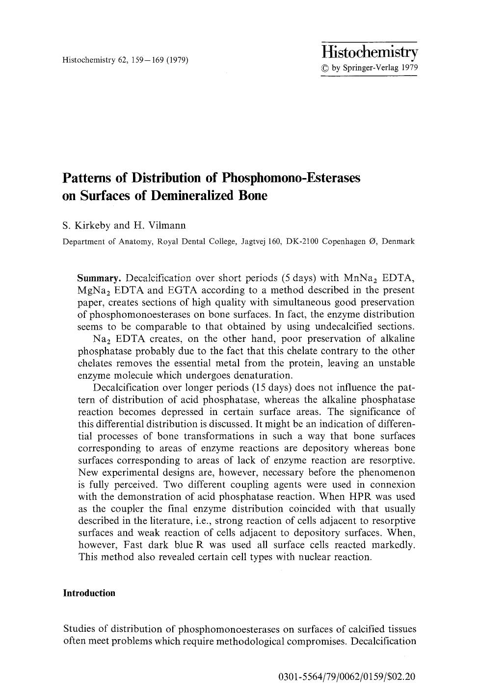 Patterns of distribution of phosphomono-esterases on surfaces of demineralized bone by Unknown