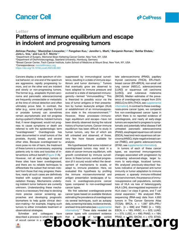 Patterns of immune equilibrium and escape in indolent and progressing tumors by unknow