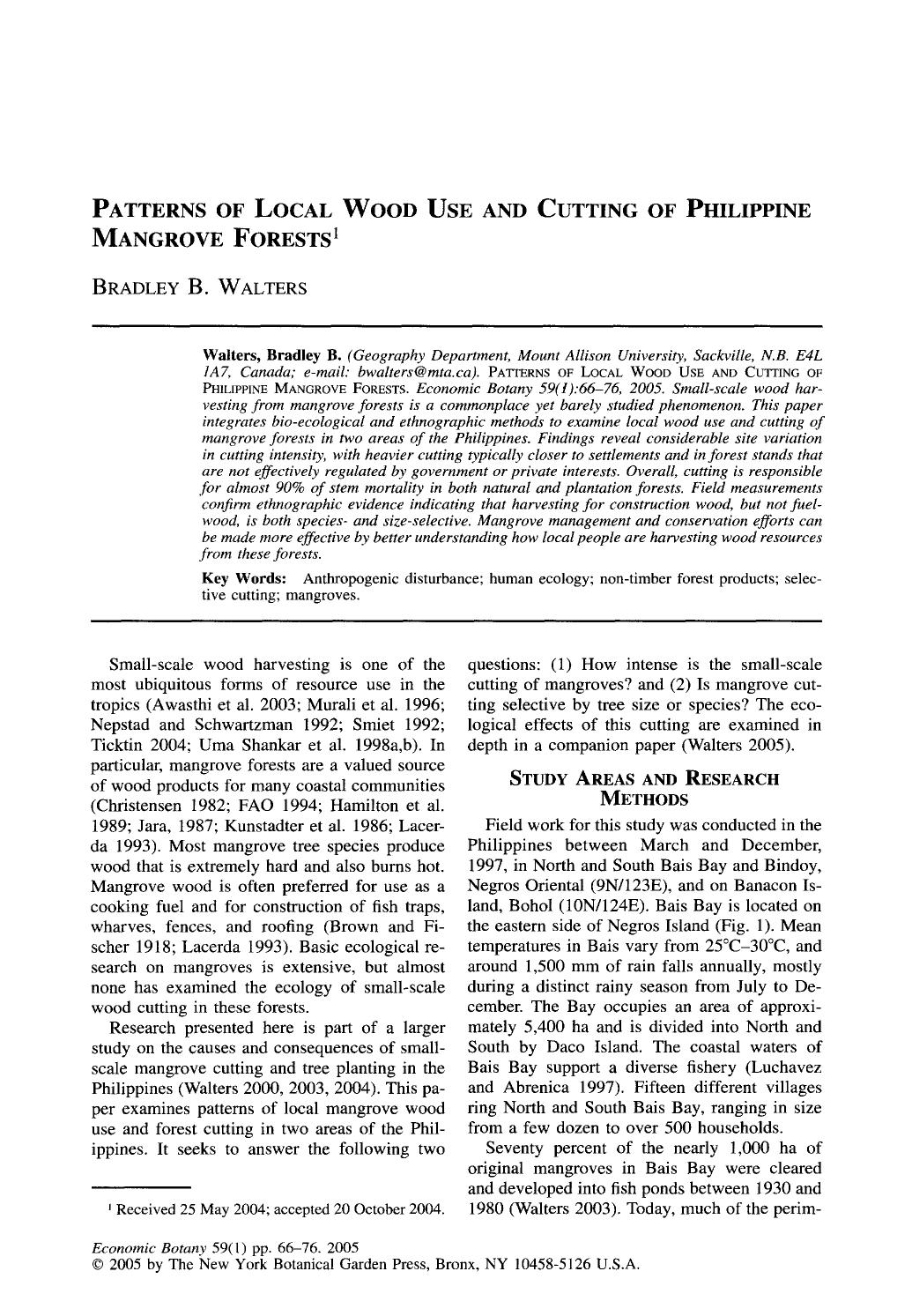 Patterns of local wood use and cutting of Philippine Mangrove Forests by Unknown