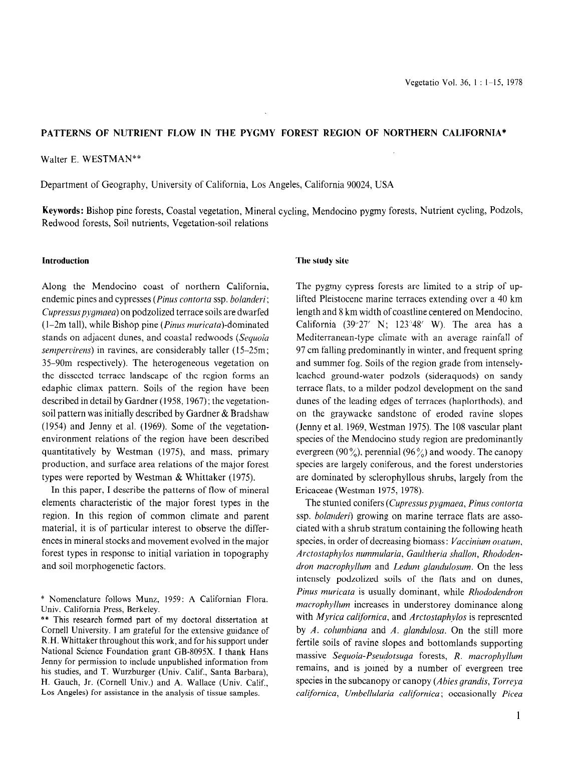 Patterns of nutrient flow in the pygmy forest region of northern California by Unknown