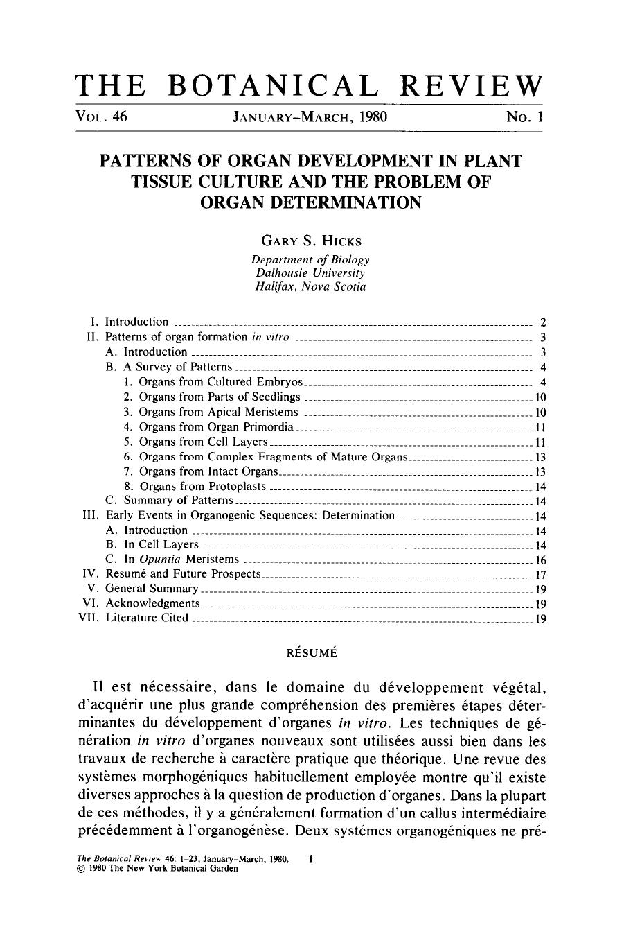 Patterns of organ development in plant tissue culture and the problem of organ determination by Unknown